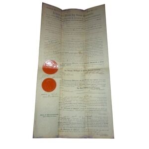 1886 Chicago Burlington & Quincy Railroad Land Deed Nebraska 40 Acres CE Perkins